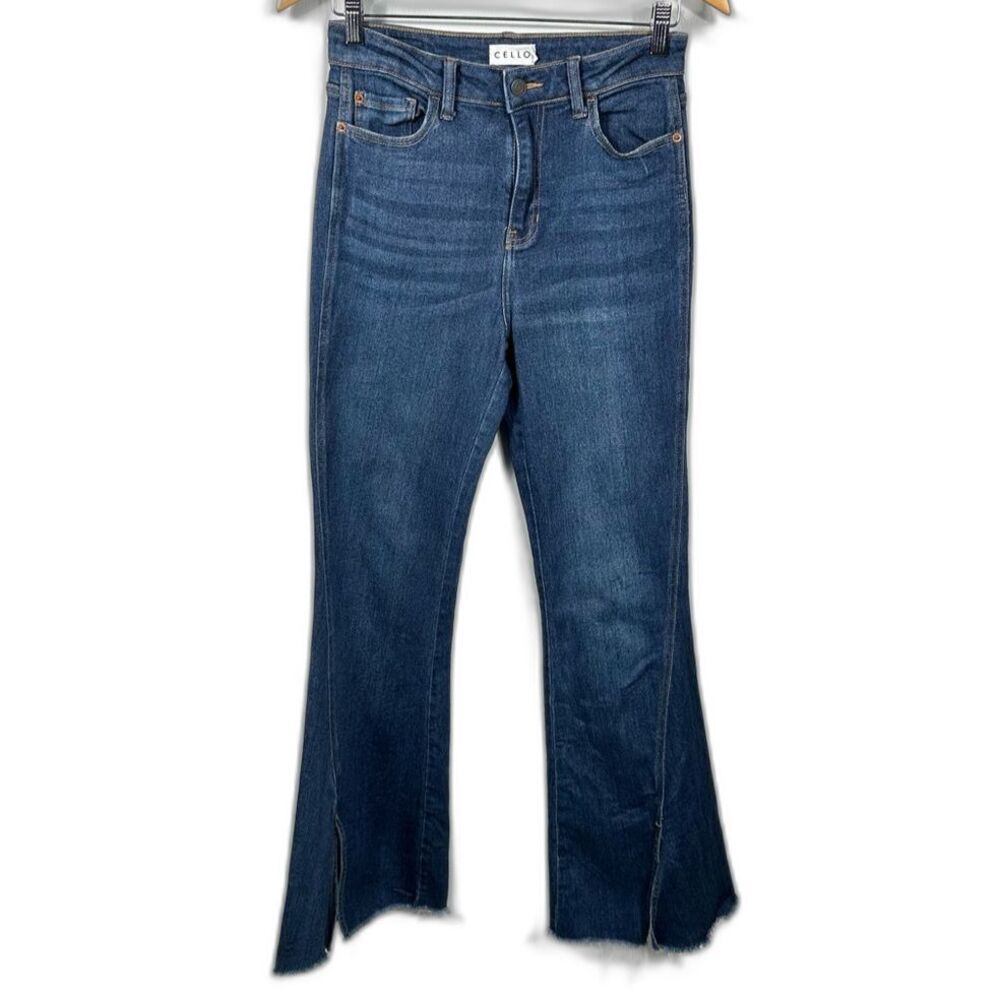 Cello Women's Flare & Wide Leg Blue Denim Jeans Juniors Size 5 Retro Chic Casual
